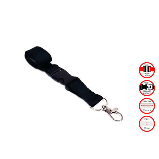 Picture of LANYARD 20MM SAFETY LOCK BLACK - 80CM LENGTH